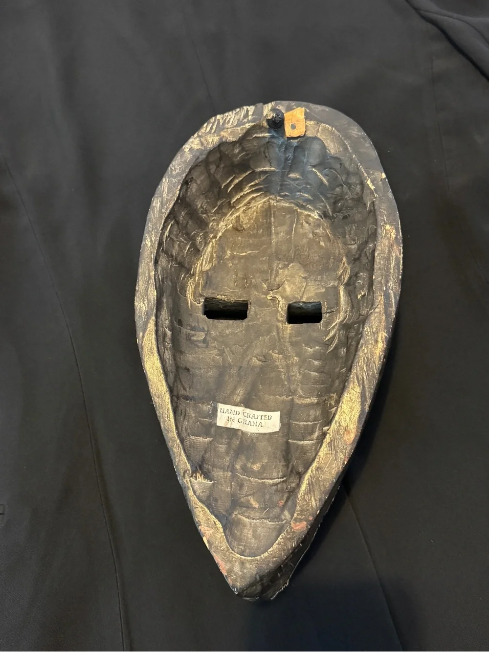 Hand Carved Wood Mask: Wood &Metal Wall Decorative Sculpture 11.5
